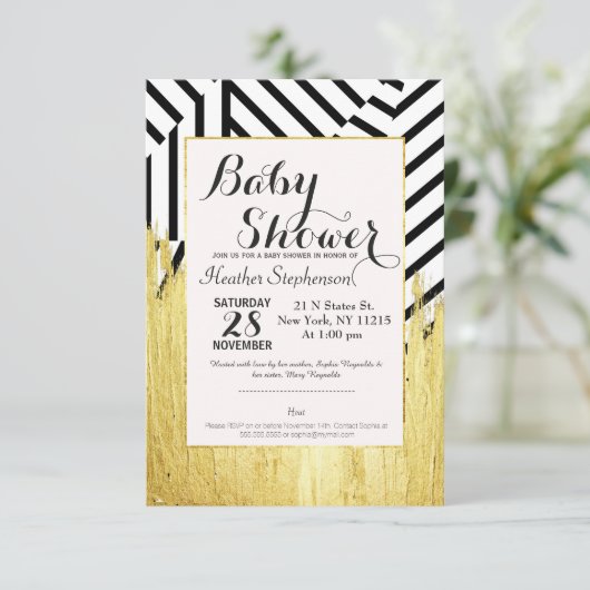 Elegant Faux Gold Paint Strokes & Stripes Patroon Kaart (Staand voorkant)