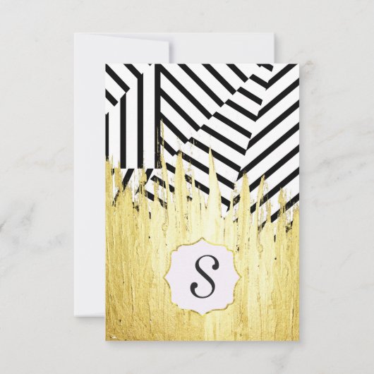 Elegant Faux Gold Paint Strokes & Stripes Patroon Kaart (Achterkant)