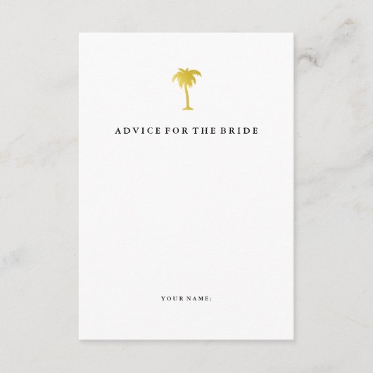Elegant Faux Gold Palm Tree Advice for the Bride Advieskaart (Voorkant)
