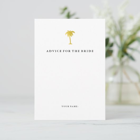 Elegant Faux Gold Palm Tree Advice for the Bride Advieskaart (Staand voorkant)