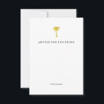Elegant Faux Gold Palm Tree Advice for the Bride Advieskaart<br><div class="desc">Deze stijlvolle vrijgezellenfeest "advisering voor de bruid" show van een faux gouden palmboom op een witte achtergrond. De achterkant van de kaart heeft een subtiel patroon van faux goud.</div>