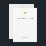 Elegant Faux Gold Palm Tree Advice for the Bride Advieskaart<br><div class="desc">Deze stijlvolle vrijgezellenfeest "advisering voor de bruid" show van een faux gouden palmboom op een witte achtergrond. De achterkant van de kaart heeft een subtiel patroon van faux goud.</div>