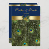 Elegant Faux Gold Peacock Weddenschap Monogram Kaart (Voorkant / Achterkant)
