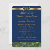 Elegant Faux Gold Peacock Weddenschap Monogram Kaart (Achterkant)