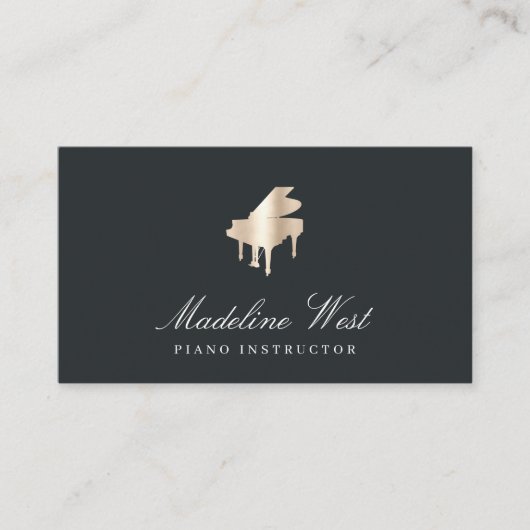 Elegant Faux Gold Piano Instructor Visitekaartje (Voorkant)