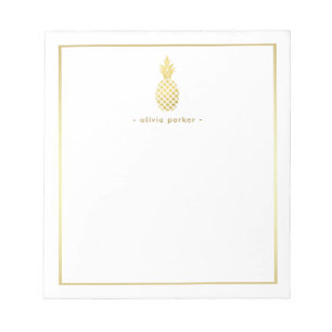 Elegant Faux Gold Pineappel met Border Notitieblok