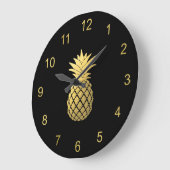 Elegant Faux Gold Pineappel op zwart Grote Klok (Hoek)
