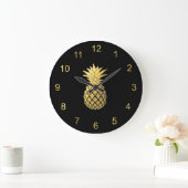 Elegant Faux Gold Pineappel op zwart Grote Klok (Huis)