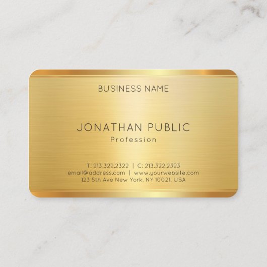 Elegant Faux Gold Professional Moderne Sjabloon Visitekaartje (Achterkant)