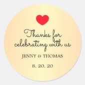 Elegant Faux Gold Red Heart Weddenschap Hartelijk  Ronde Sticker (Voorkant)