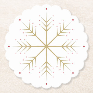 Elegant Faux Gold Red Snowflake Kartonnen Onderzetters