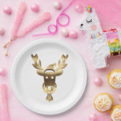 Elegant Faux Gold Reindester Santa Hat Kerstmis Papieren Bordje (Feest)