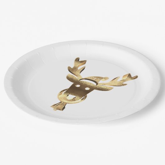 Elegant Faux Gold Reindester Santa Hat Kerstmis Papieren Bordje (Gekanteld)