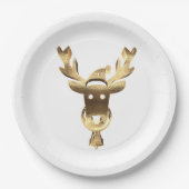 Elegant Faux Gold Reindester Santa Hat Kerstmis Papieren Bordje (Voorkant)