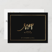 Elegant Faux Gold RSVP met MEALS Aankondigingskaart (Voorkant / Achterkant)