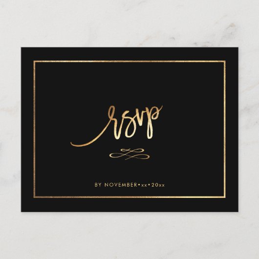 Elegant Faux Gold RSVP met MEALS Aankondigingskaart (Voorkant)