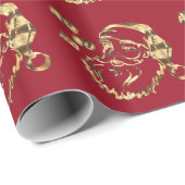 Elegant Faux Gold Santa Claus kerstman Red Cadeaupapier (Rol Hoek)