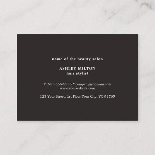 Elegant Faux Gold Scissors Comb Hair Stylist Visitekaartje (Achterkant)