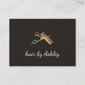 Elegant Faux Gold Scissors Comb Hair Stylist Visitekaartje (Voorkant)