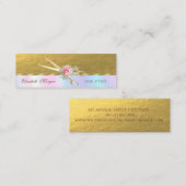 Elegant Faux Gold Scissors, Roos, holografisch Mini Visitekaartje (Voorkant / Achterkant)