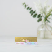 Elegant Faux Gold Scissors, Roos, holografisch Mini Visitekaartje (Staand voorkant)