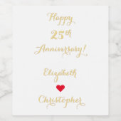 Elegant Faux Gold Script Bruiloft Jubileum Hart Wijn Etiket (Enkel label)