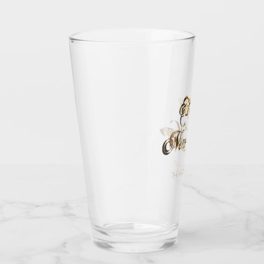 Elegant Faux Gold Script Happy Nieuwjaar Glas (Rechts)