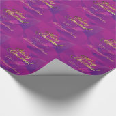 Elegant Faux Gold Script Merry Christmas Paarse Cadeaupapier (Hoek)