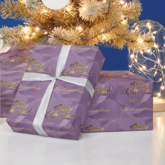 Elegant Faux Gold Script Merry Christmas Pink Cadeaupapier (Feestdagen)