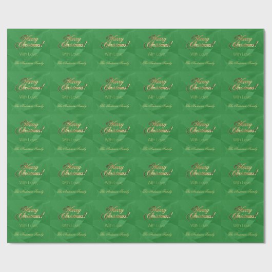 Elegant Faux Gold Script Merry kerstgroen Cadeaupapier (Vlak)