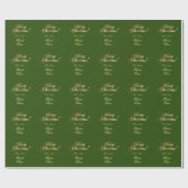 Elegant Faux Gold Script Merry kerstgroen Cadeaupapier (Vlak)