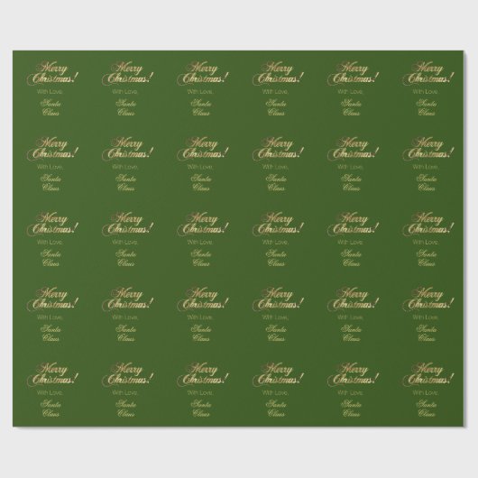 Elegant Faux Gold Script Merry kerstgroen Cadeaupapier (Vlak)