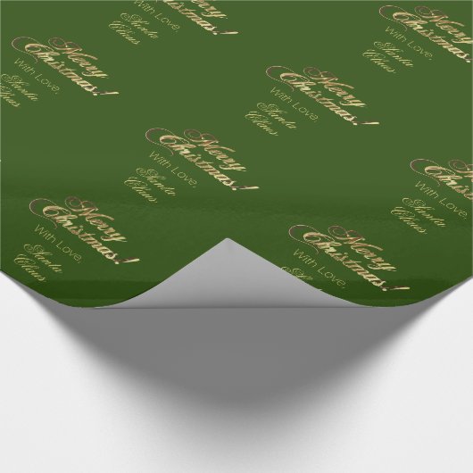 Elegant Faux Gold Script Merry kerstgroen Cadeaupapier (Hoek)