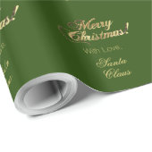 Elegant Faux Gold Script Merry kerstgroen Cadeaupapier (Rol Hoek)