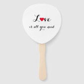 Elegant Faux Gold Script Rode harten Zomer bruilof Handwaaier (Achterkant)