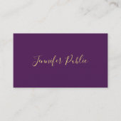 Elegant Faux Gold Script Sjabloon Paarse Luxe Visitekaartje (Voorkant)