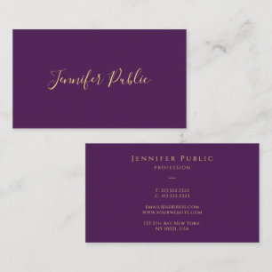 Elegant Faux Gold Script Sjabloon Paarse Luxe Visitekaartje