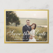 Elegant Faux Gold Script slaat de datum op met fot Aankondigingskaart (Voorkant)