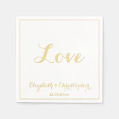 Elegant Faux Gold Script Wedding Party Love Paper Servetten (Voorkant)