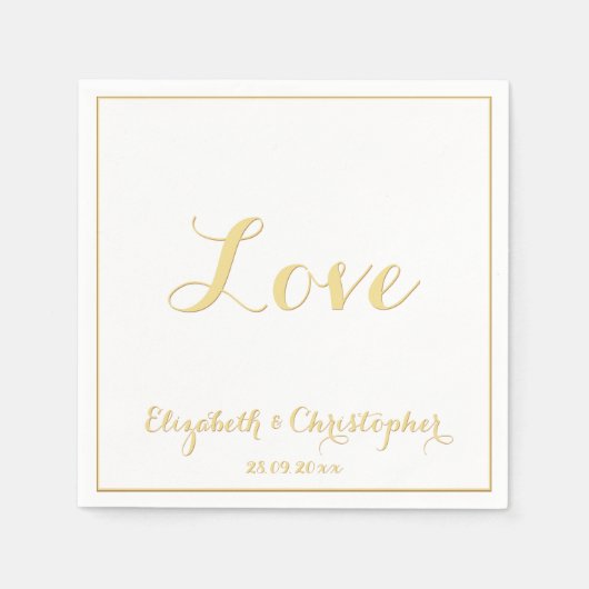 Elegant Faux Gold Script Wedding Party Love Paper Servetten (Voorkant)
