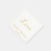 Elegant Faux Gold Script Wedding Party Love Paper Servetten (Hoek)
