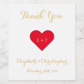 Elegant Faux Gold Script Wedding Verloving Heart Wijn Etiket (Enkel label)