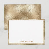 Elegant Faux Gold Shimmer Border Persoonlijke naam Notitiekaartje (Voorkant / Achterkant)