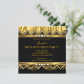 Elegant Faux Gold Silk Black Diamond Invitation Kaart (Staand voorkant)
