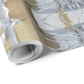Elegant Faux Gold Silver Ribbon Pattern Cadeaupapier (Rol Hoek)
