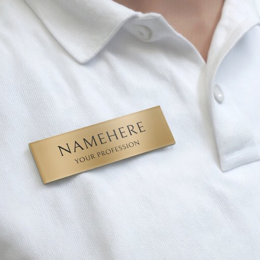 Elegant Faux Gold Simple Basic Minimalist Modern Naambadge