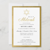 ELEGANT FAUX GOLD SIMPLE BAT BAR MITZVAH INVITE BEDANKKAART (Voorkant)