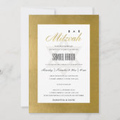 ELEGANT FAUX GOLD SIMPLE BAT BAR MITZVAH INVITE BEDANKKAART (Voorkant)