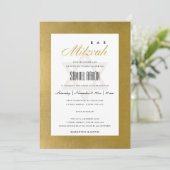 ELEGANT FAUX GOLD SIMPLE BAT BAR MITZVAH INVITE BEDANKKAART (Staand voorkant)