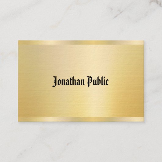 Elegant Faux Gold  Sjabloon Klassieke tekst Visitekaartje (Voorkant)